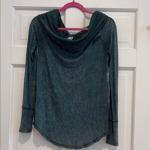 We The Free, Cosmo Cowl Neck Teal Long Sleeve